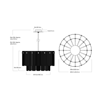 Veil LED Pendant Light - line drawing.