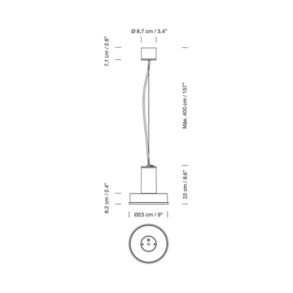 Arne S Domus Outdoor LED Pendant Light - line drawing.
