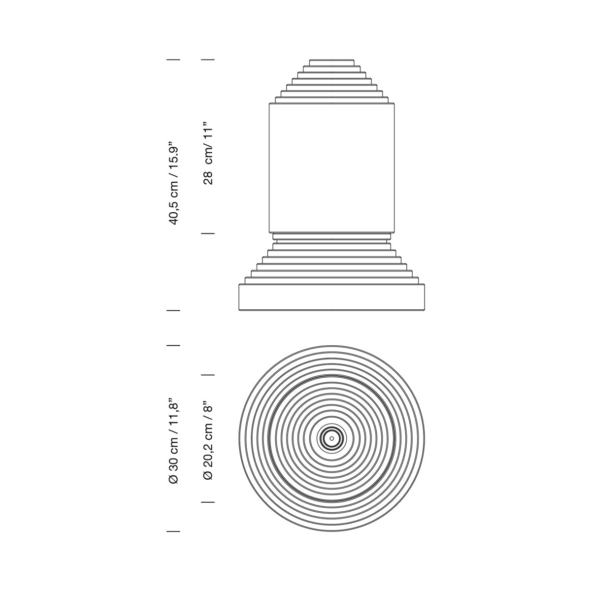 Babel Table Lamp - line drawing.