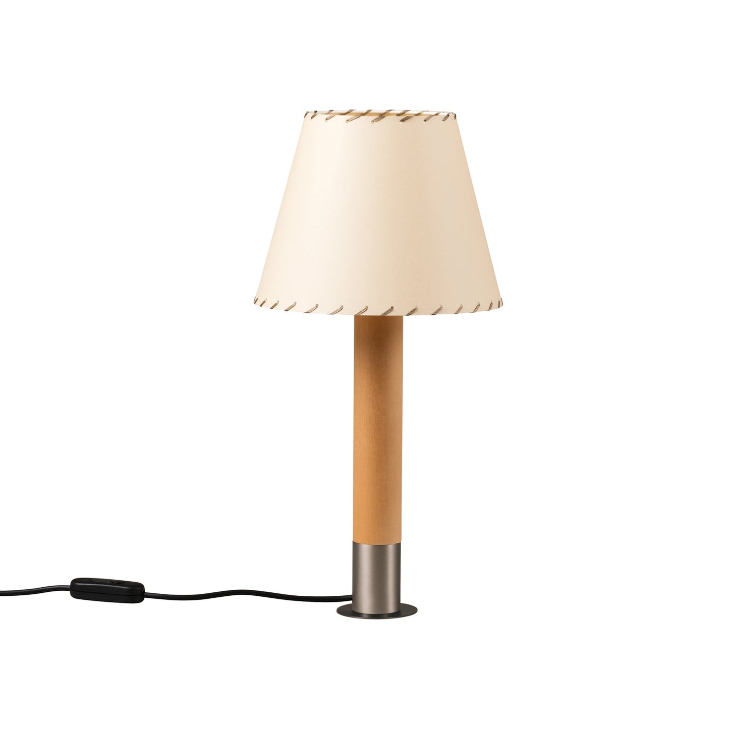 Básica M1 Table Lamp in Nickel/Beige Shade (With Stabilizing Disc).