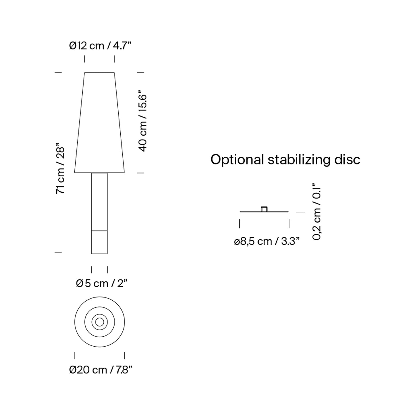 Básica M2 Table Lamp - line drawing.