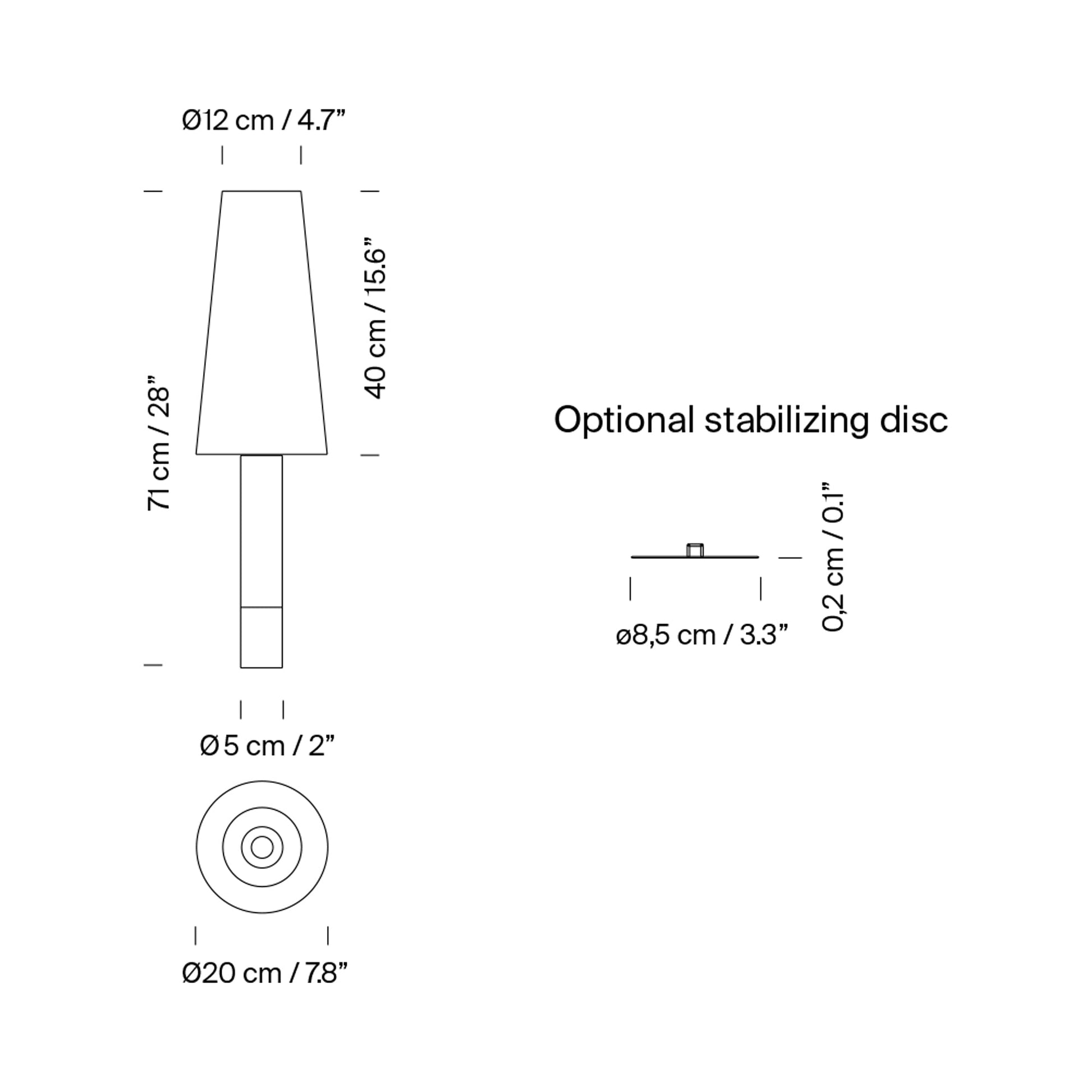 Básica M2 Table Lamp - line drawing.