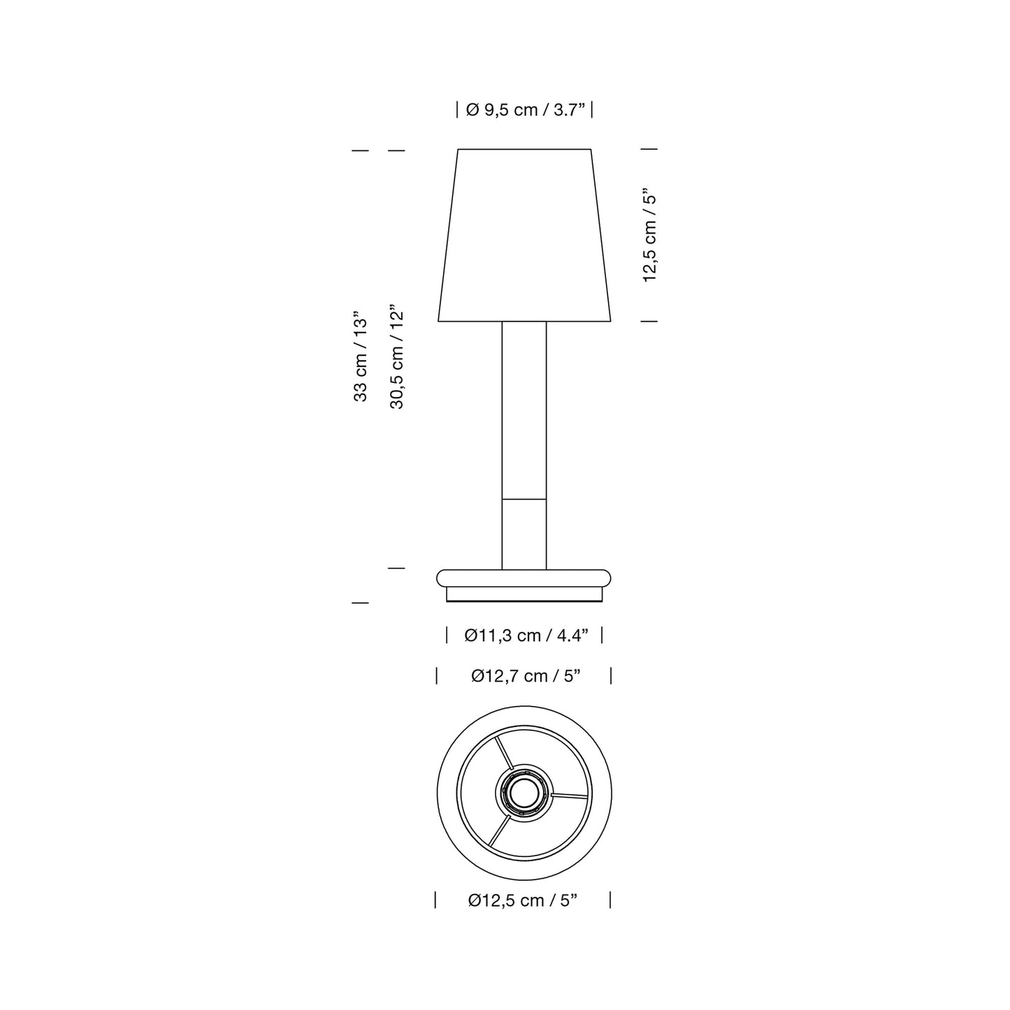 Básica Mini LED Rechargeable Table Lamp - line drawing.