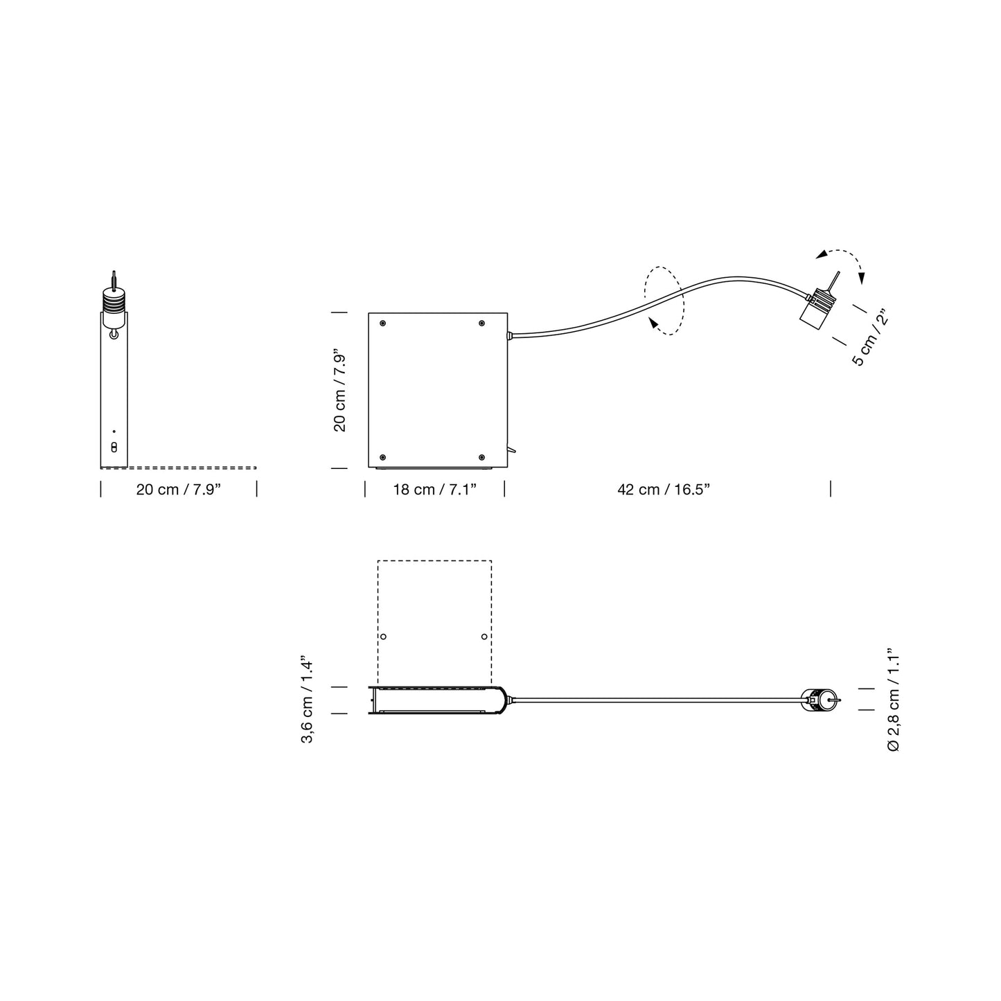 Bib Luz LED Table Lamp - line drawing.