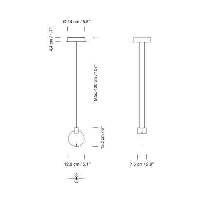 Bijou LED Pendant Light - line drawing.