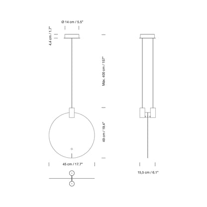 Bijou LED Pendant Light - line drawing.