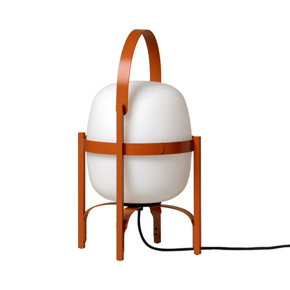Cesta Outdoor Table Lamp in Reddish Orange.