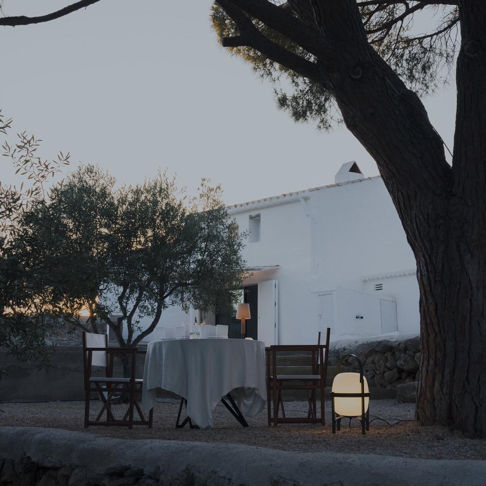 Cesta Outdoor Table Lamp in Outside Area.