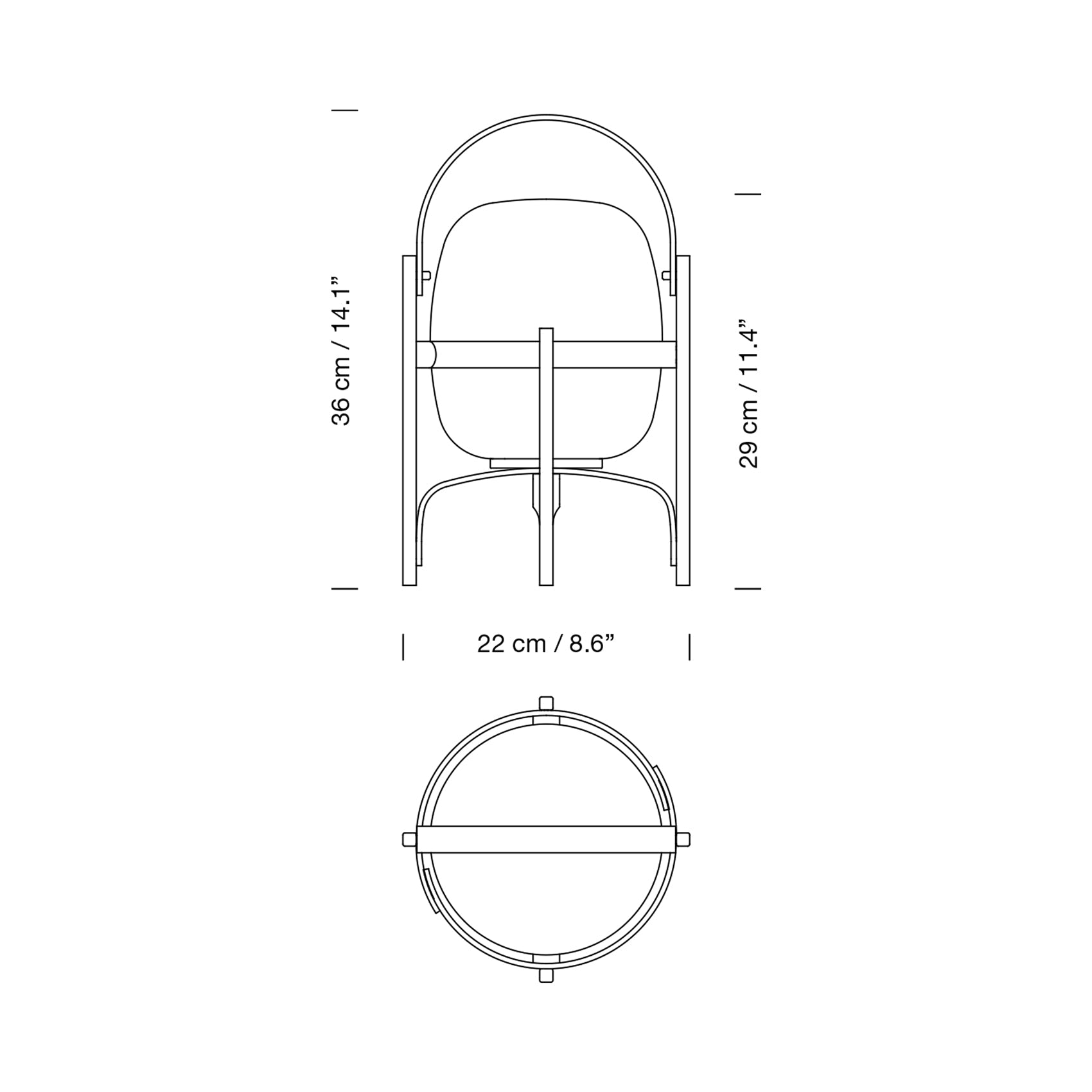 Cestita LED Rechargeable Table Lamp - line drawing.