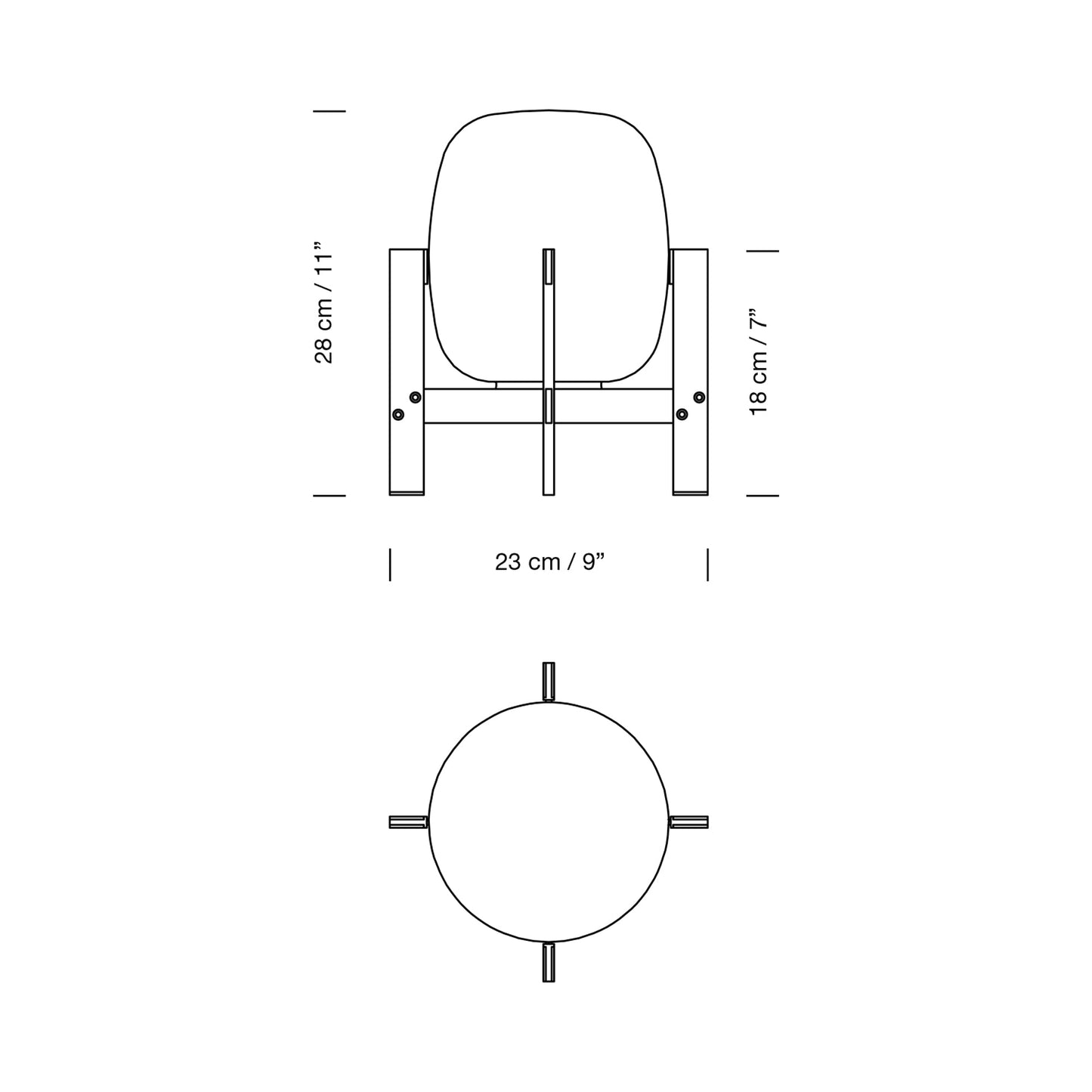 Cestita Metálica Table Lamp - line drawing.