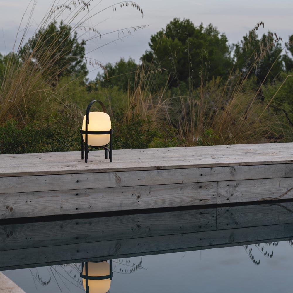 Cestita Outdoor LED Rechargeable Table Lamp in Outside Area.
