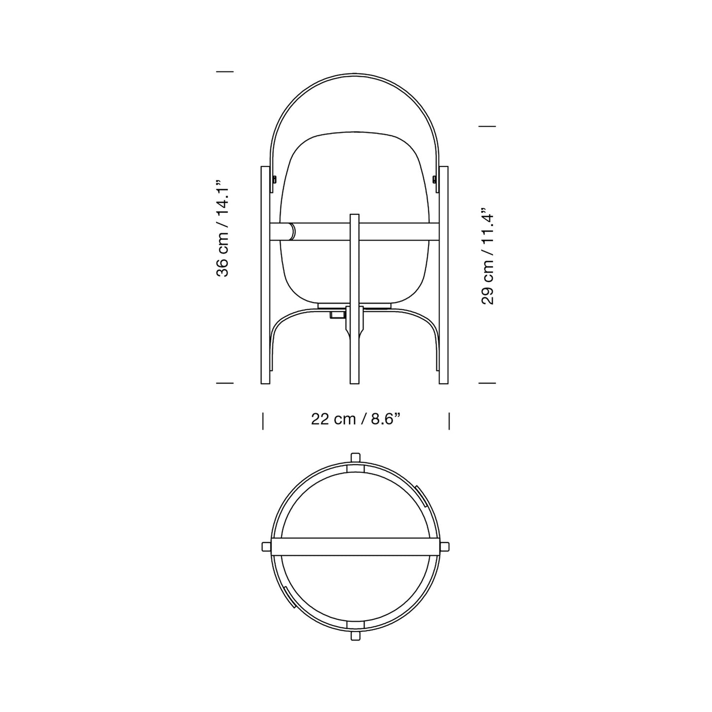 Cestita Outdoor LED Rechargeable Table Lamp - line drawing.