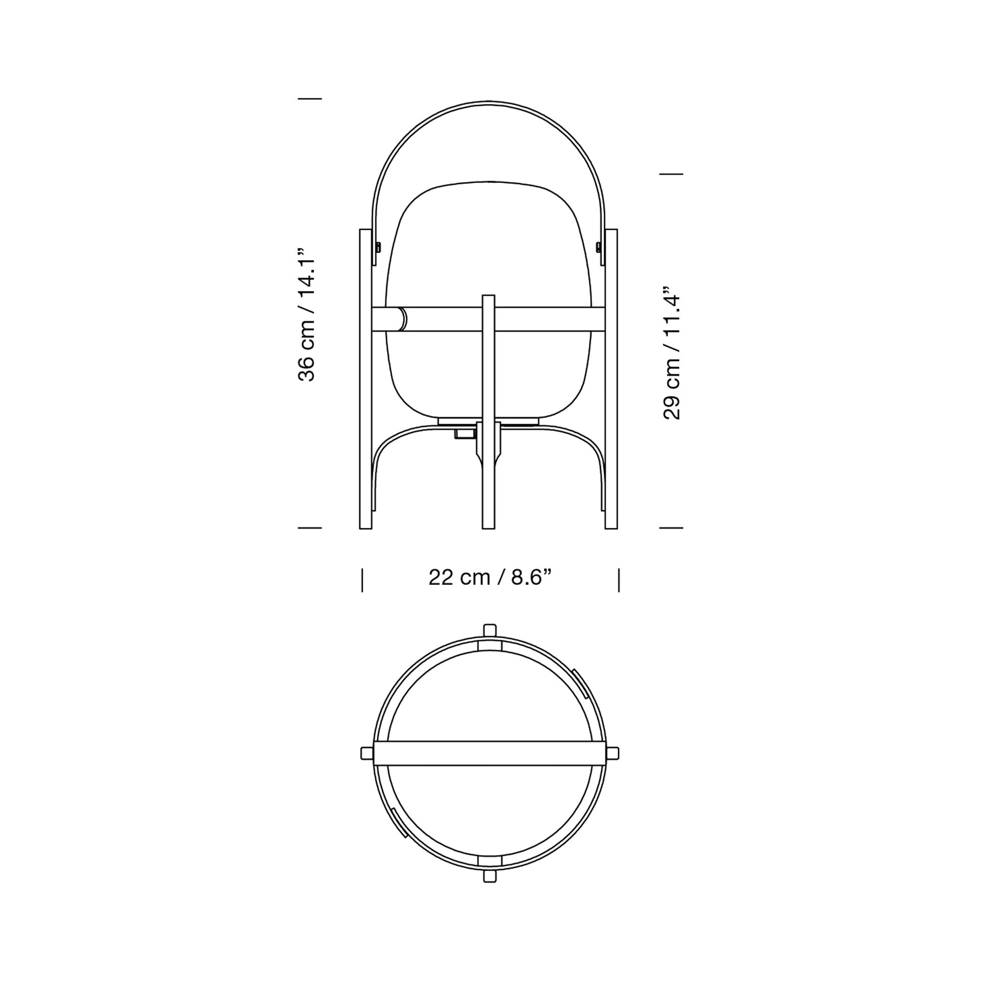 Cestita Outdoor LED Rechargeable Table Lamp - line drawing.