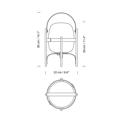 Cestita Outdoor LED Rechargeable Table Lamp - line drawing.