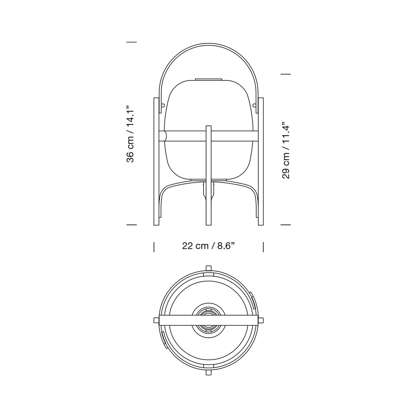 Cestita Table Lamp - line drawing.