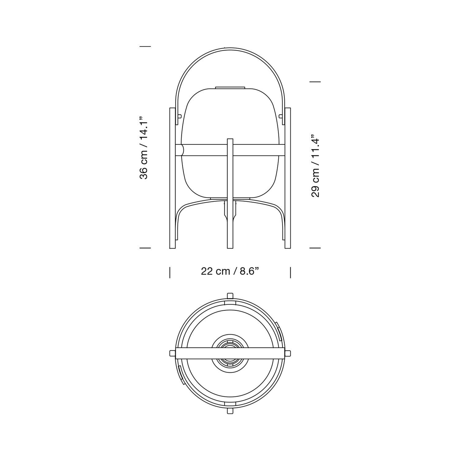 Cestita Table Lamp - line drawing.