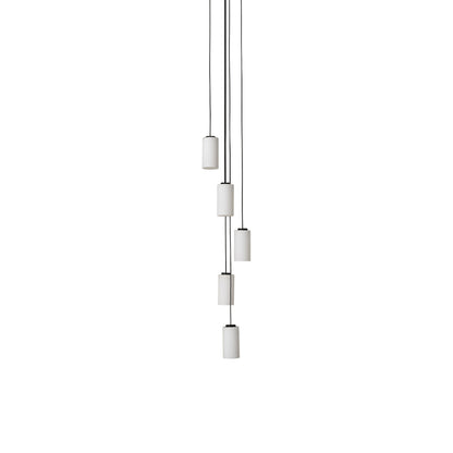 Cirio Cascada LED Pendant Light in White Opal Glass (5-Light).