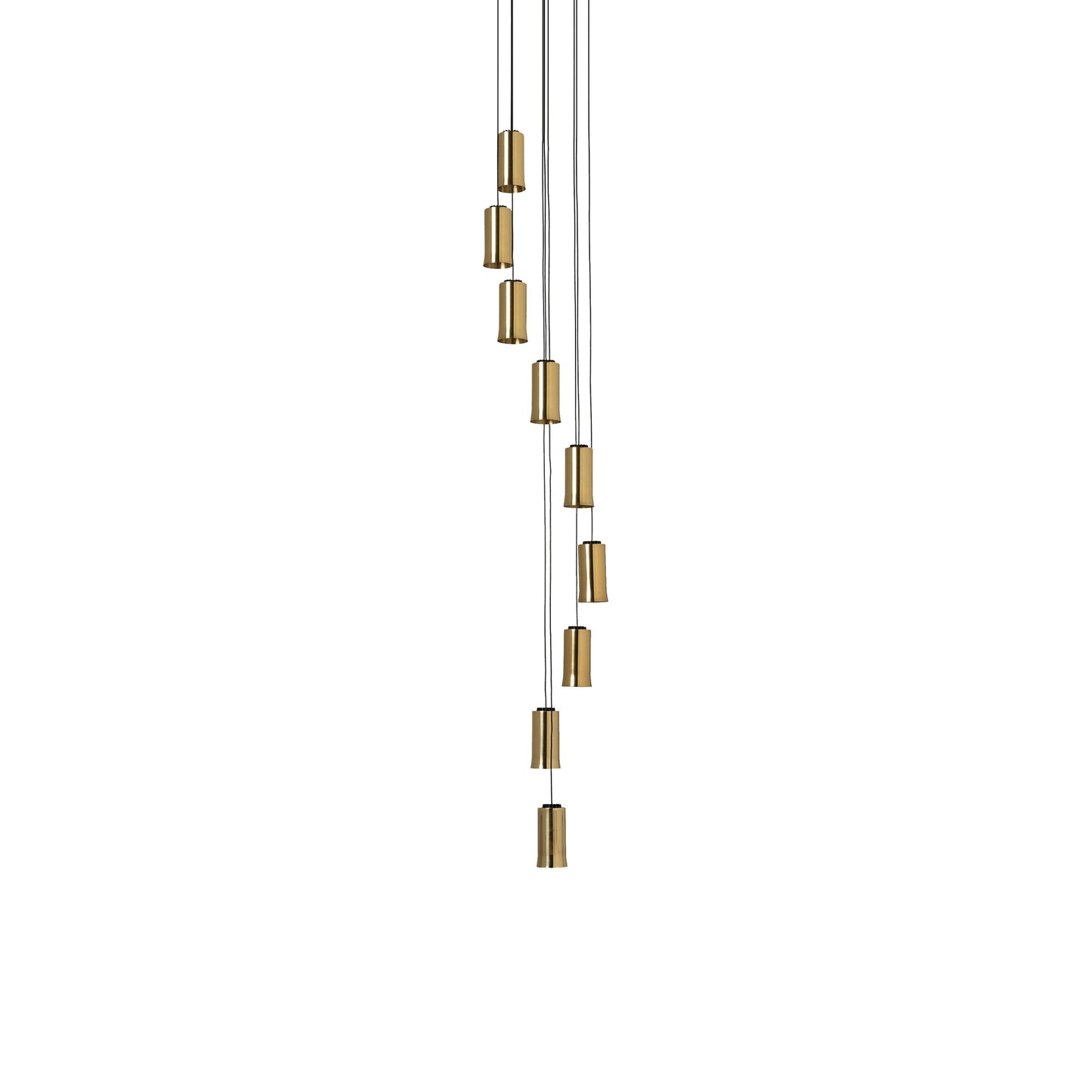 Cirio Cascada LED Pendant Light in Polished Brass (9-Light).