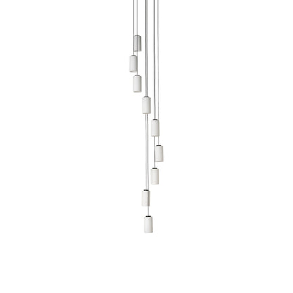 Cirio Cascada LED Pendant Light in White Opal Glass (9-Light).