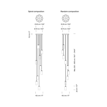 Cirio Cascada LED Pendant Light - line drawing.
