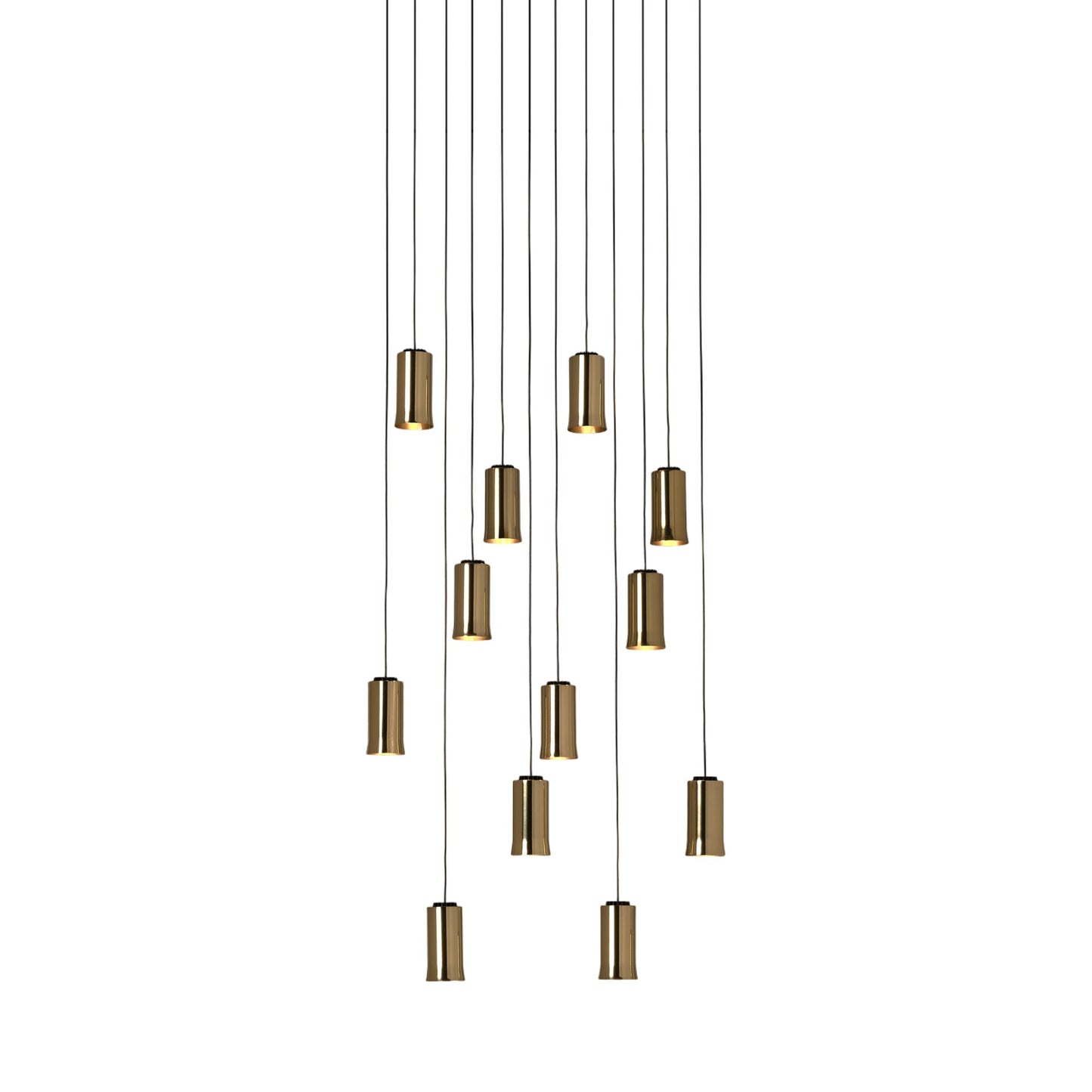 Cirio Cascada Rectangular LED Pendant Light in Polished Brass.