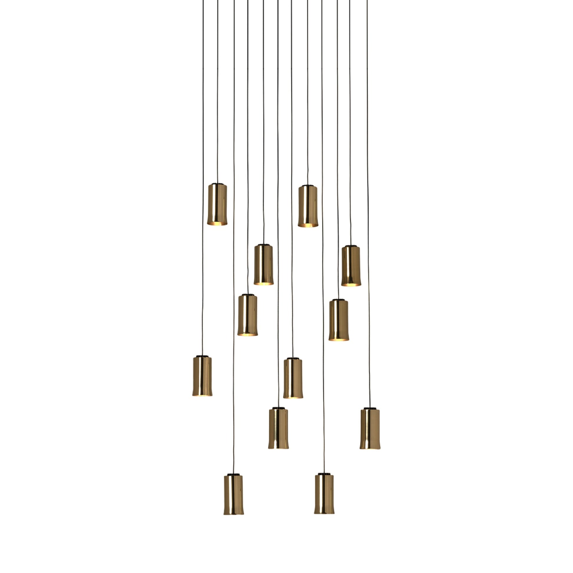 Cirio Cascada Rectangular LED Pendant Light in Polished Brass.