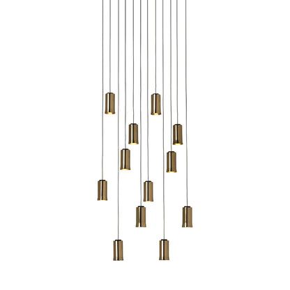 Cirio Cascada Rectangular LED Pendant Light in Polished Brass.