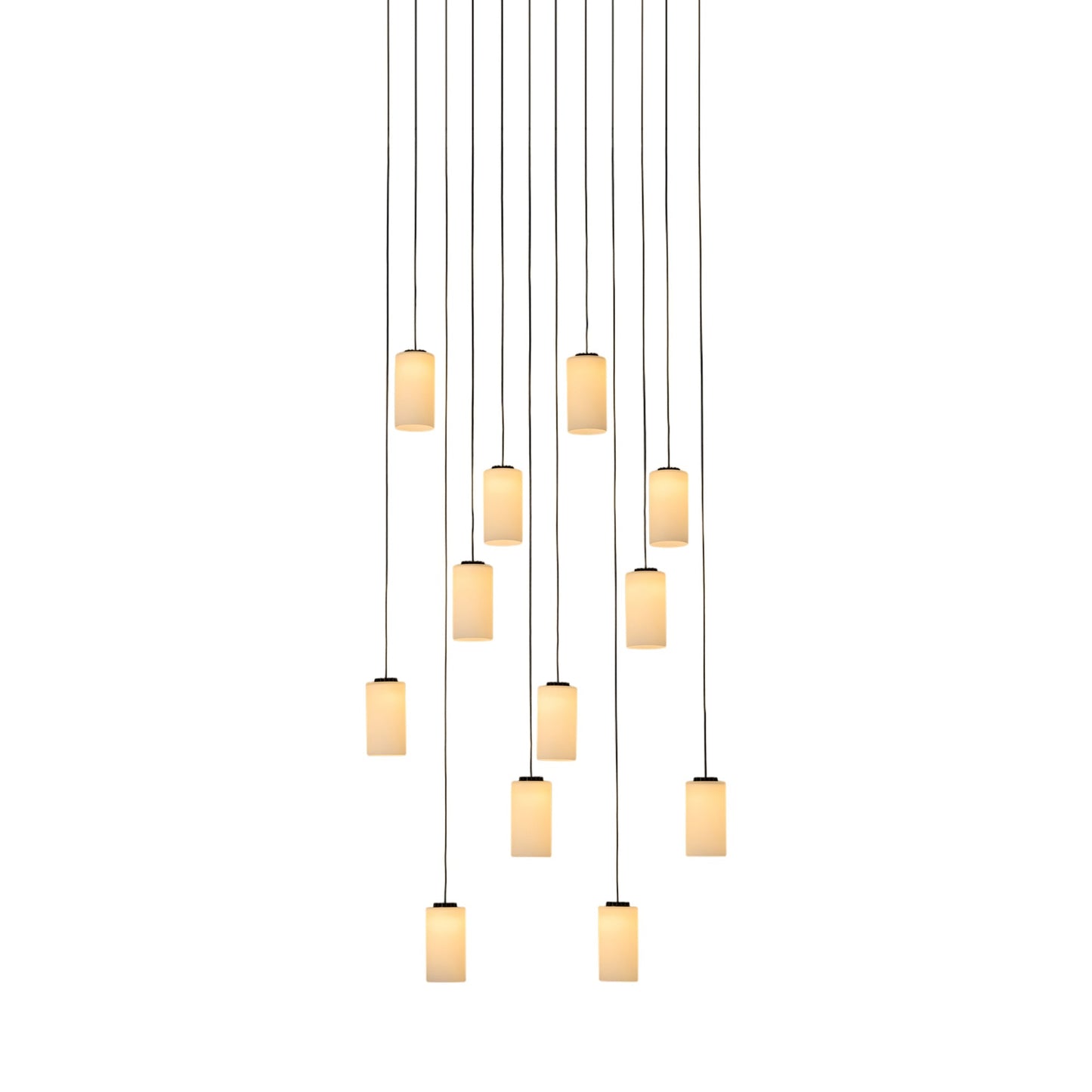 Cirio Cascada Rectangular LED Pendant Light in White Opal Glass.