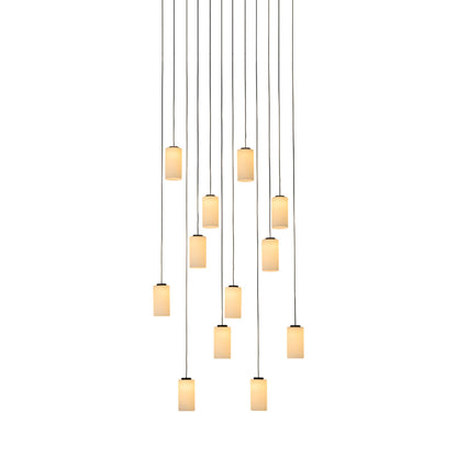 Cirio Cascada Rectangular LED Pendant Light in White Opal Glass.