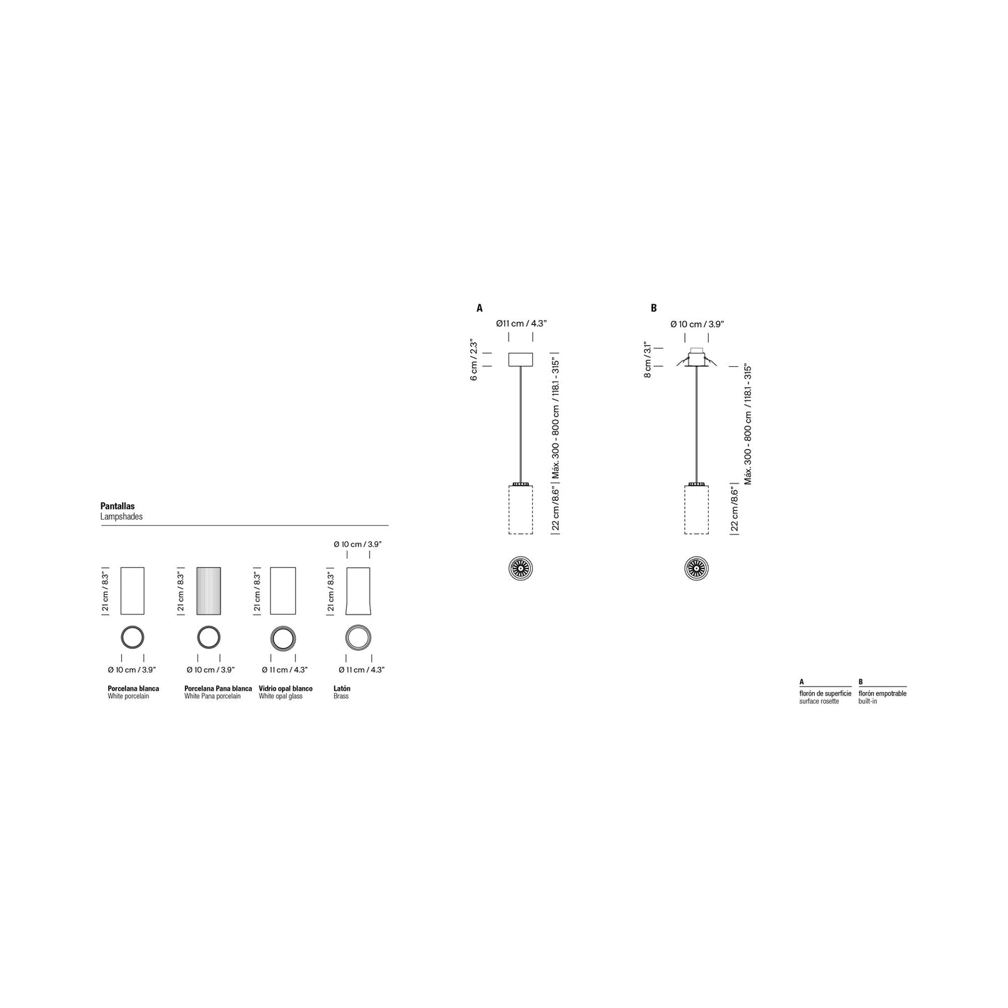 Cirio LED Pendant Light - line drawing.