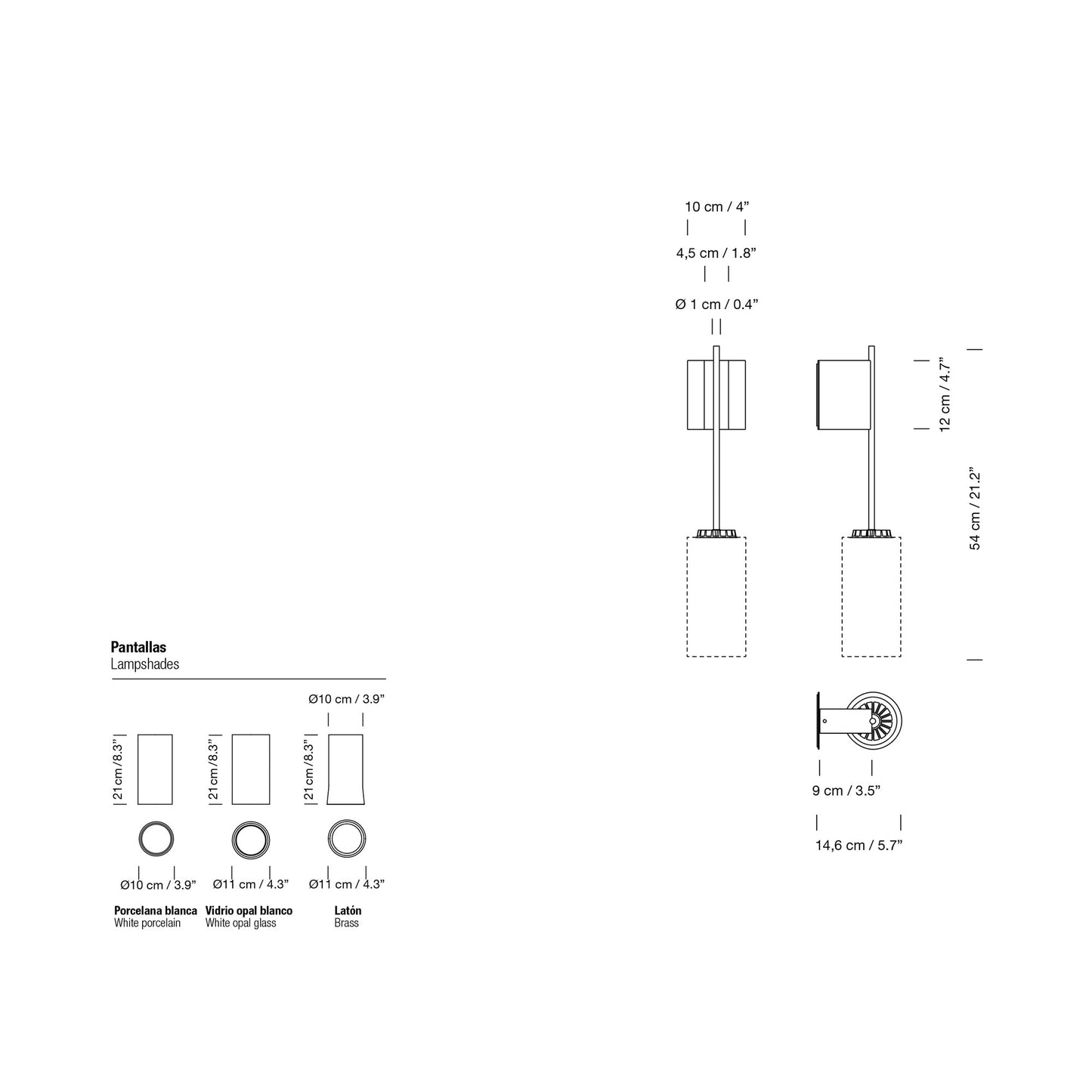 Cirio LED Wall Light - line drawing.