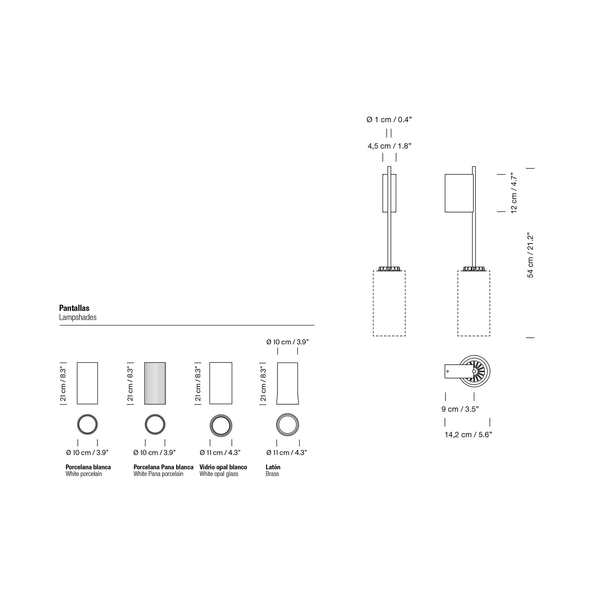 Cirio LED Wall Light - line drawing.