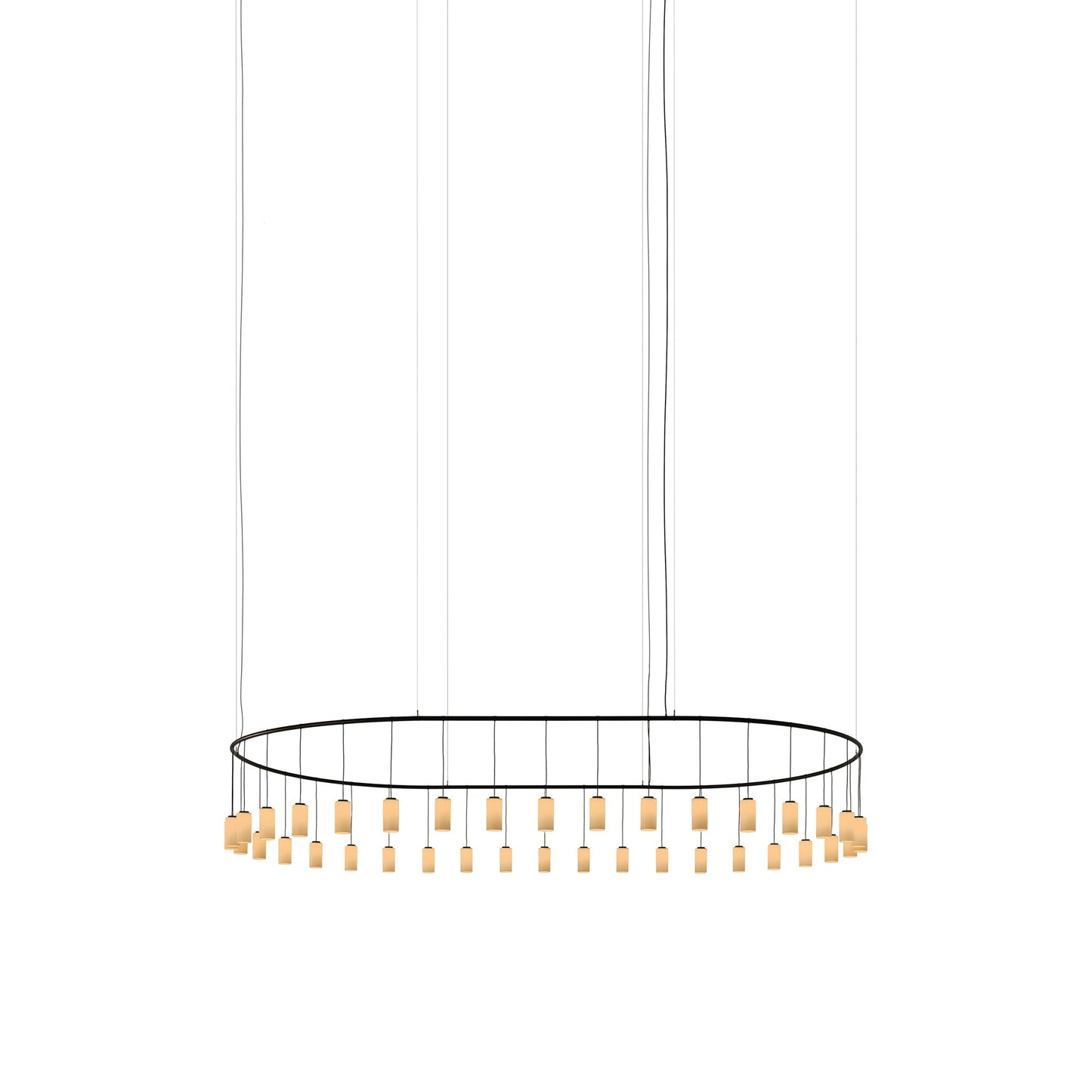 Cirio Oval LED Pendant Light in White Opal Glass.