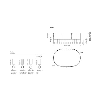Cirio Oval LED Pendant Light - line drawing.