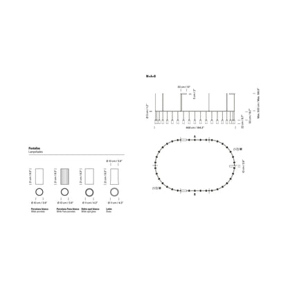 Cirio Oval LED Pendant Light - line drawing.