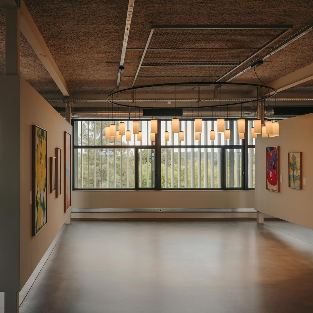 Cirio Rectangular LED Pendant Light in exhibition.