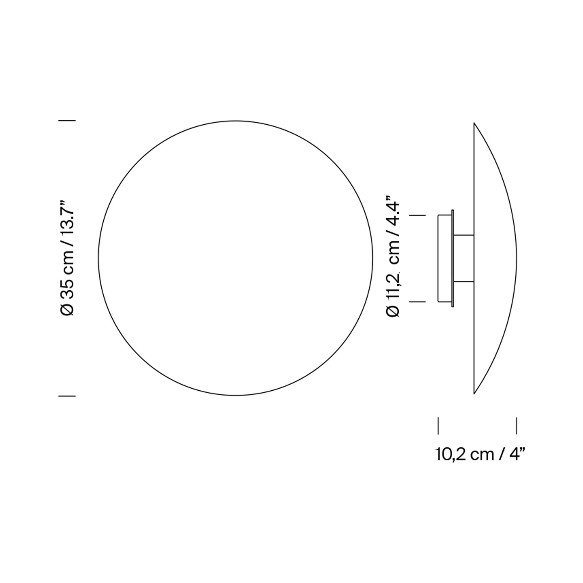 Disco Wall Light - line drawing.