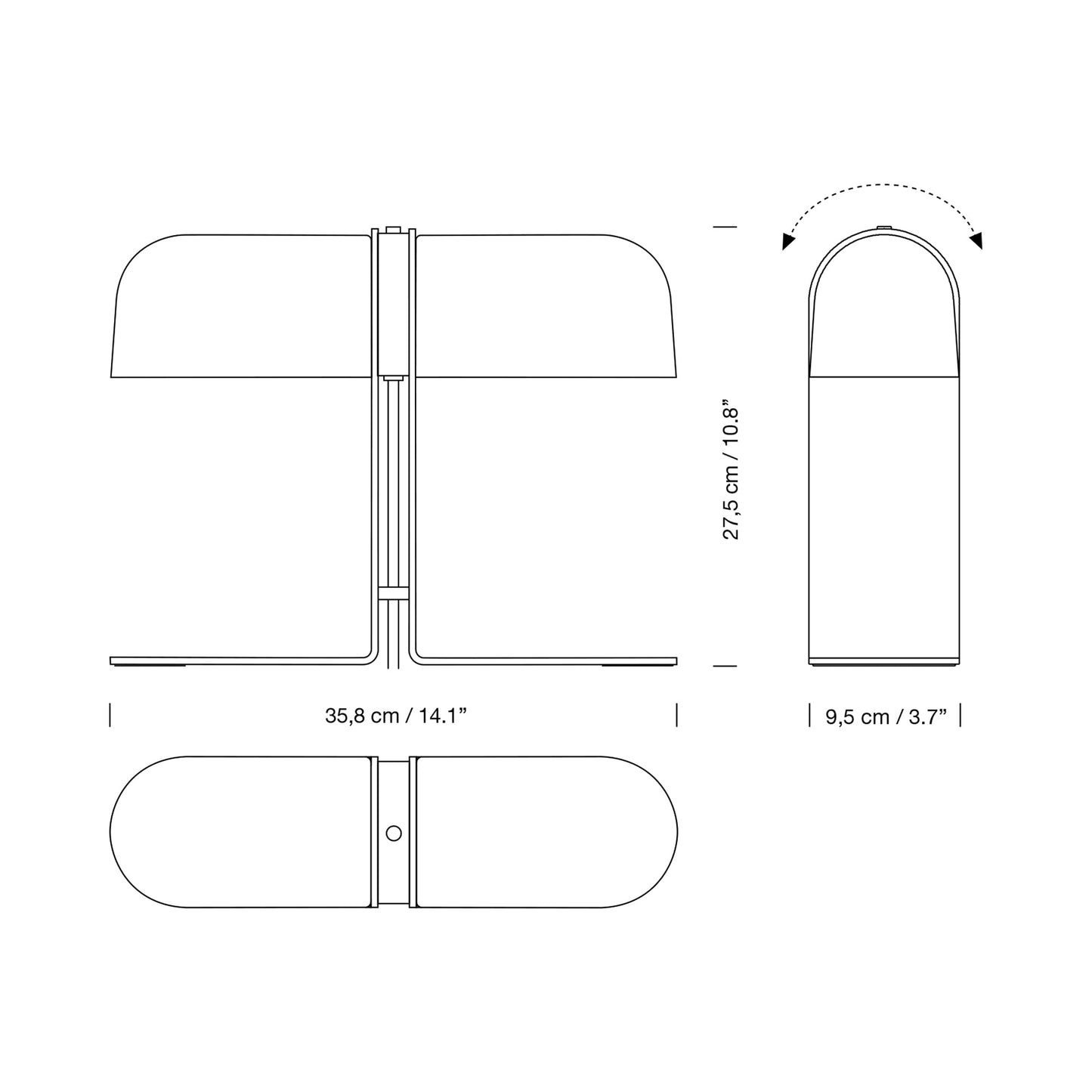 Duo Table Lamp - line drawing.