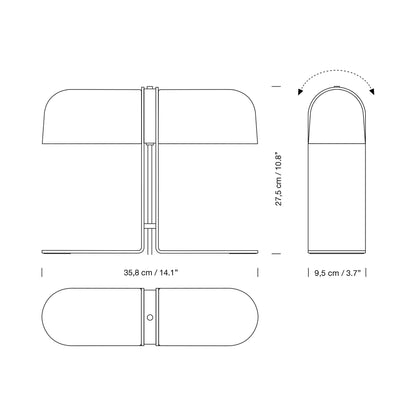 Duo Table Lamp - line drawing.