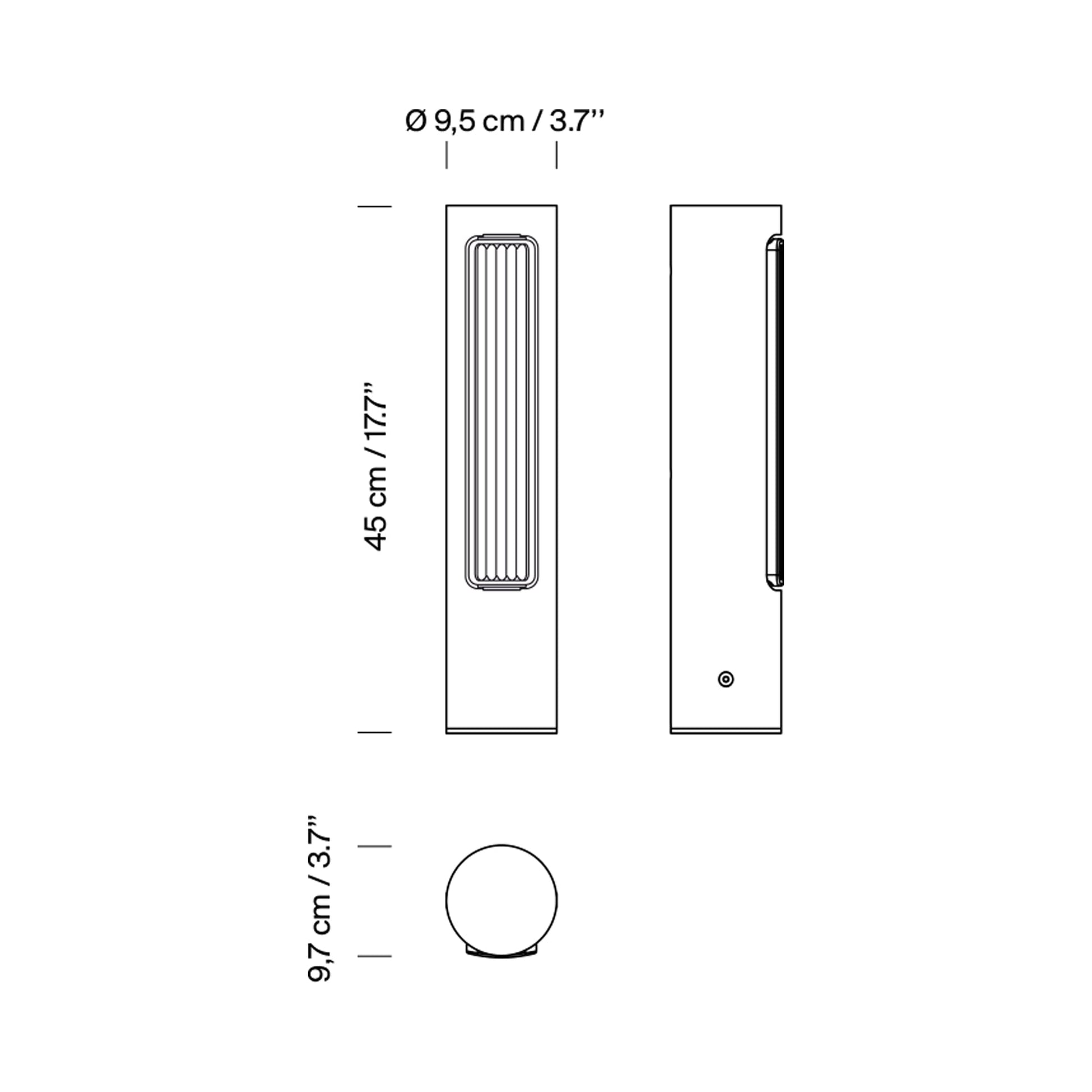 Estadio Outdoor LED Path Light - line drawing.
