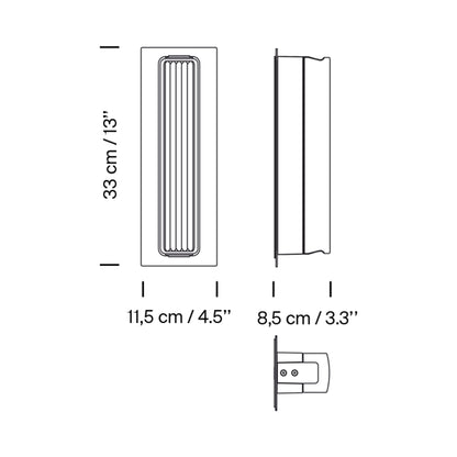 Estadio Outdoor LED Wall Light - line drawing.