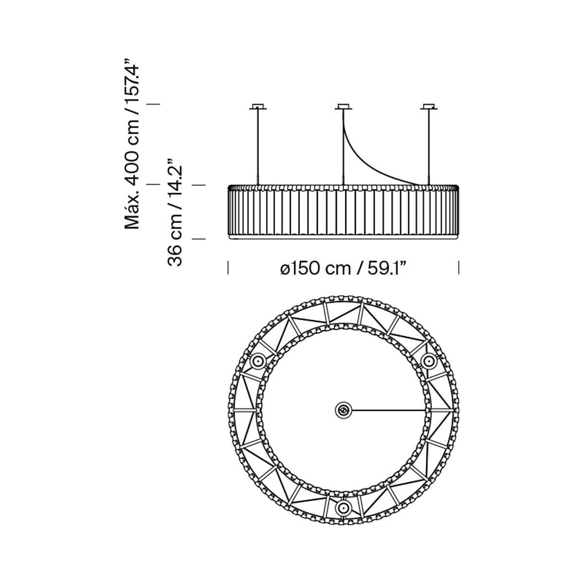 Estadio Pendant Light - line drawing.