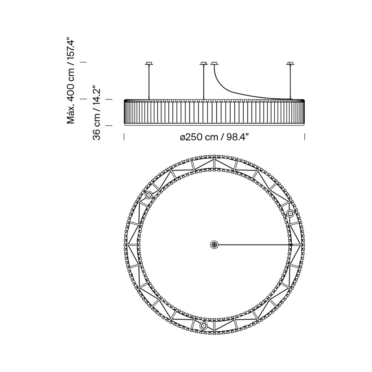 Estadio Pendant Light - line drawing.
