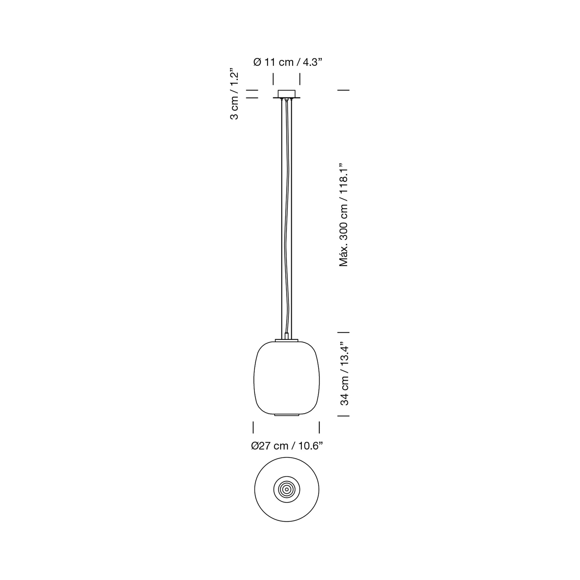 Globo Cesta Pendant Light - line drawing.