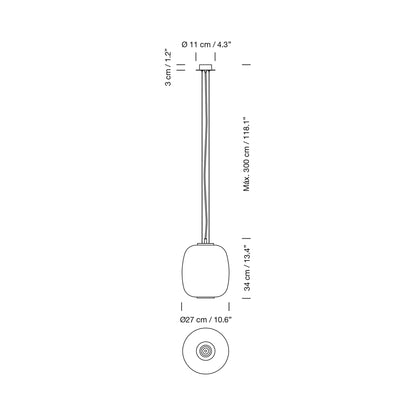 Globo Cesta Pendant Light - line drawing.