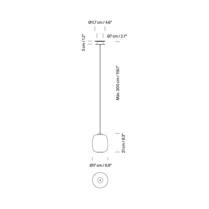 Globo Cesta Pendant Light - line drawing.
