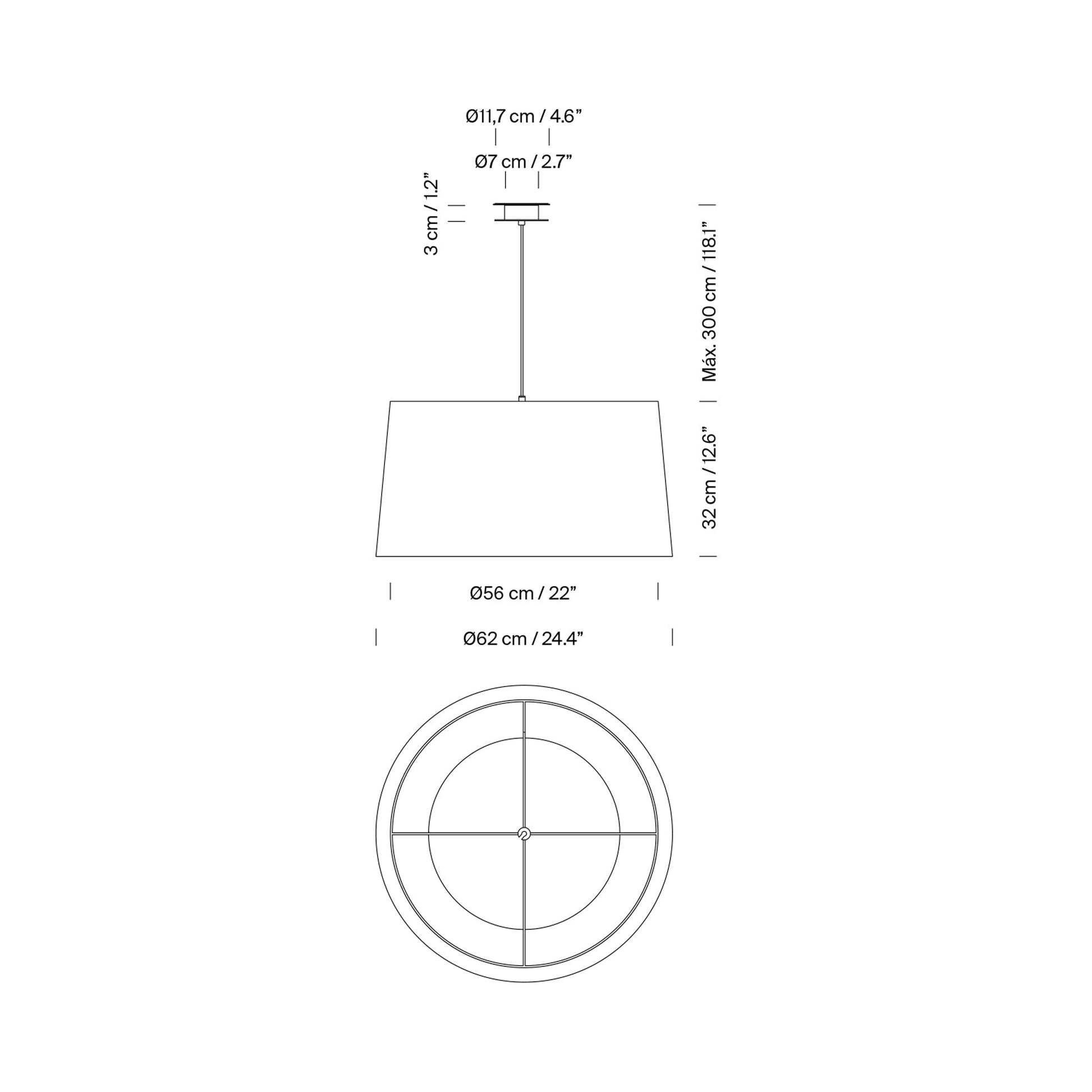 GT5 / GT6 Pendant Light - line drawing.