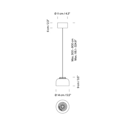 HeadHat Bowl LED Pendant Light - line drawing.