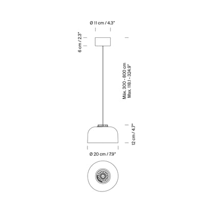 HeadHat Bowl LED Pendant Light - line drawing.