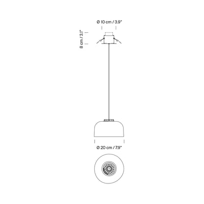 HeadHat Bowl LED Pendant Light - line drawing.